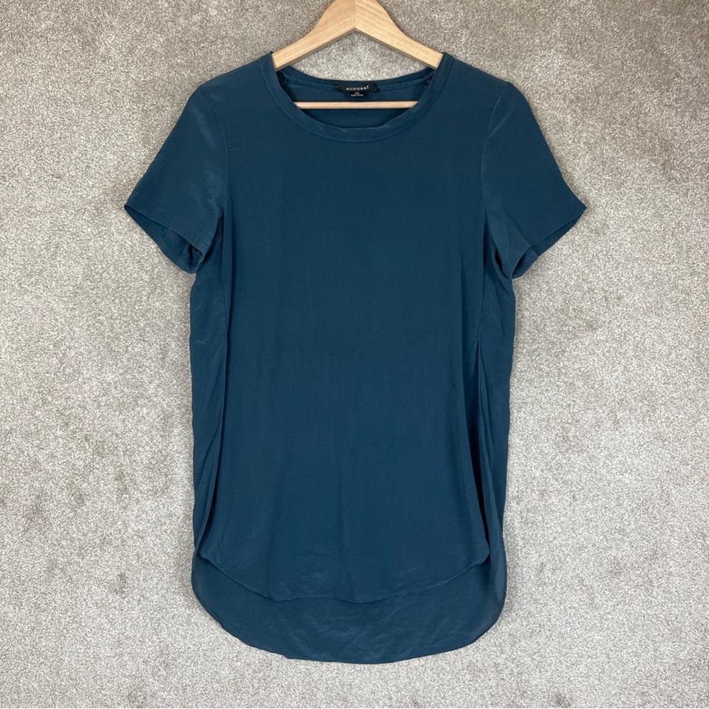 Acrobat Tunic Womens Extra Small Blue Silk Short Sleeve Pullover- 3274*
